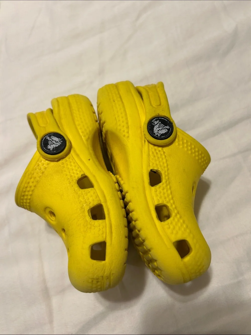 Crocs Yellow Kids Clog Sandals - Lightweight Slip-On, Size C5.